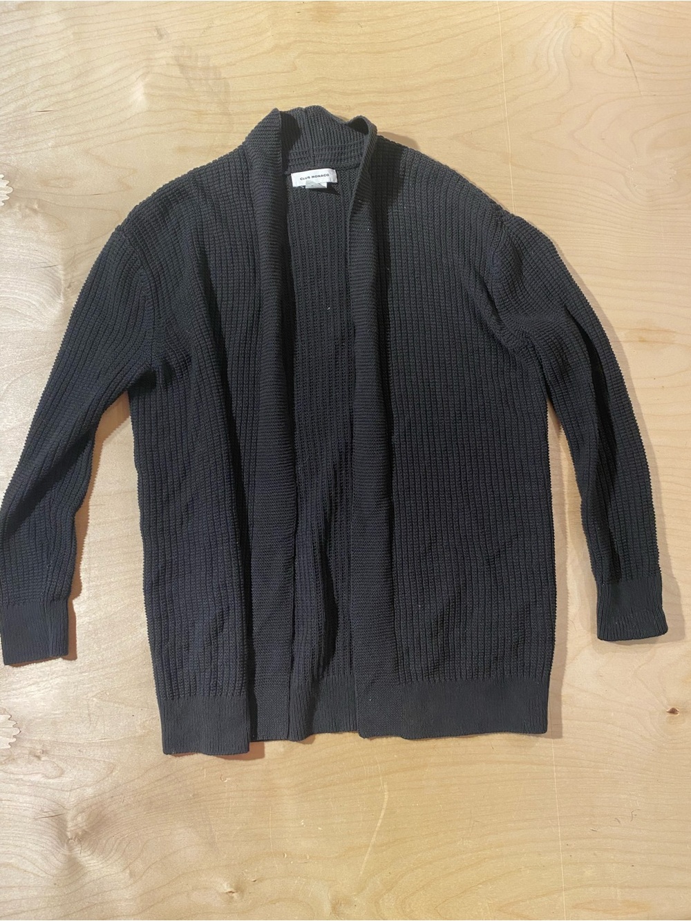 Club Monaco Black Open-Front Ribbed Cardigan XS (SS)